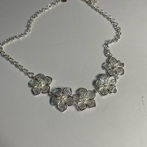 Elegant Silver Floral Necklace